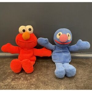 Sesame Street ELMO & GROVER 8" Beanbag Plush Toy by Tyco 1997